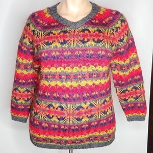Lord & Taylor Vintage 90s Wool Geometric multi color Sweater